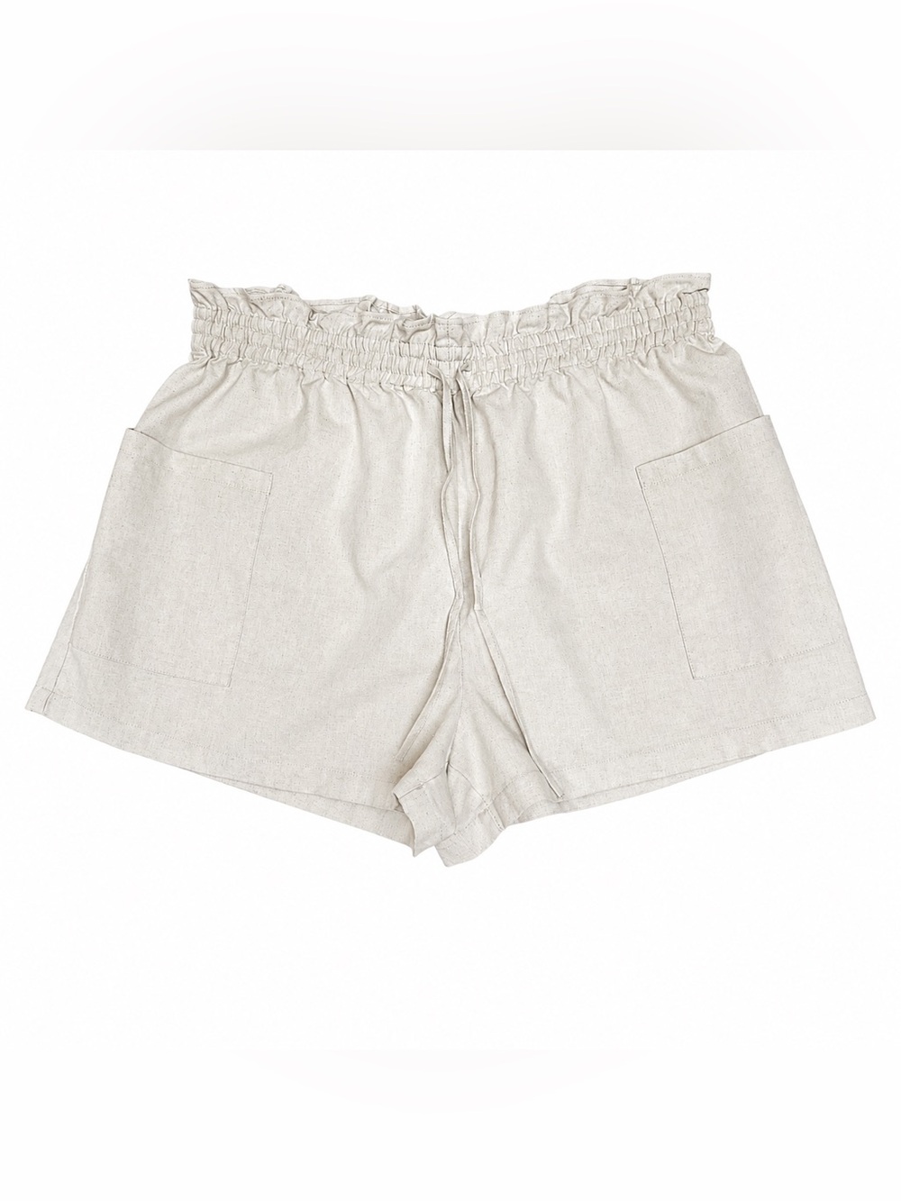 JustFab Linen Blend Shorts Womens XXL Ivory Drawstring Pull On Coastal Vacation